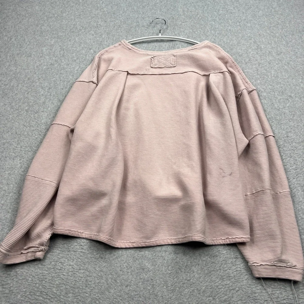 We The Free People Total Eclipse Tee Womens XL Pink Oversized Ribbed Sweater Top